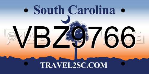 VBZ9766 South Carolina License Plate