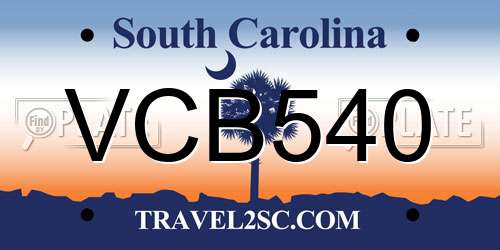 VCB540 South Carolina License Plate