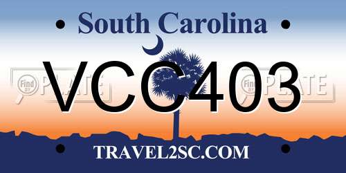 VCC403 South Carolina License Plate
