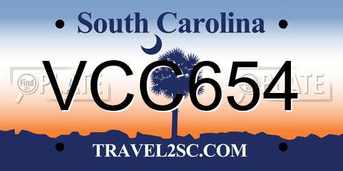 VCC654 South Carolina License Plate