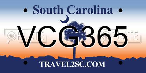 VCG365 South Carolina License Plate