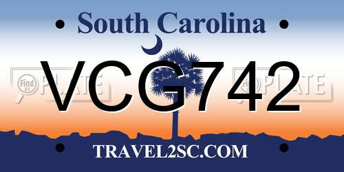 VCG742 South Carolina License Plate