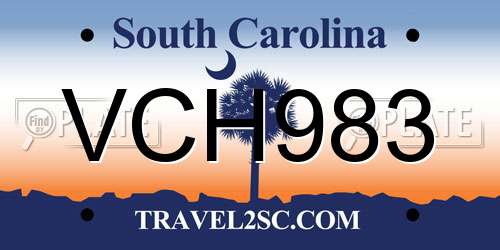 VCH983 South Carolina License Plate