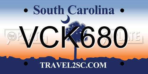 VCK680 South Carolina License Plate