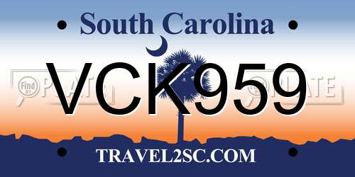 VCK959 South Carolina License Plate