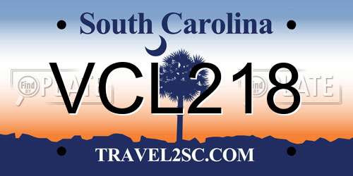 VCL218 South Carolina License Plate