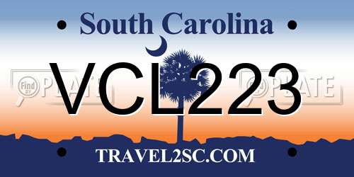 VCL223 South Carolina License Plate