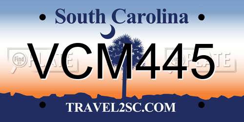 VCM445 South Carolina License Plate