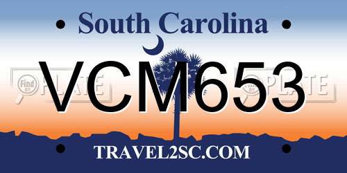 VCM653 South Carolina License Plate