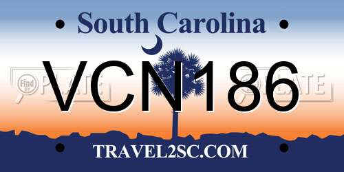 VCN186 South Carolina License Plate