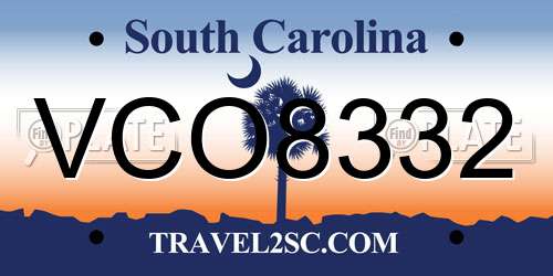 VCO8332 South Carolina License Plate