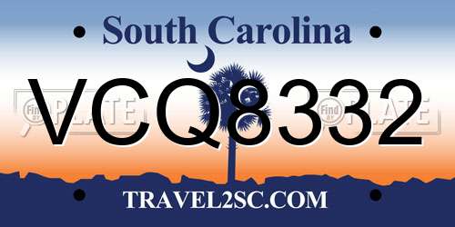 VCQ8332 South Carolina License Plate