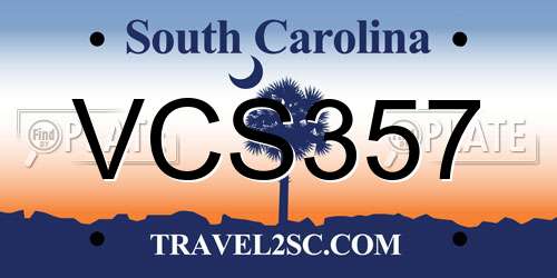 VCS357 South Carolina License Plate