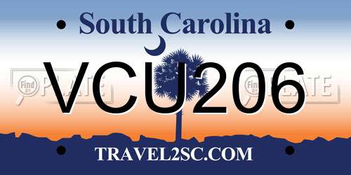 VCU206 South Carolina License Plate