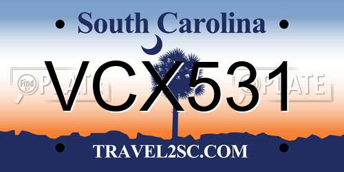 VCX531 South Carolina License Plate