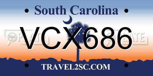 VCX686 South Carolina License Plate