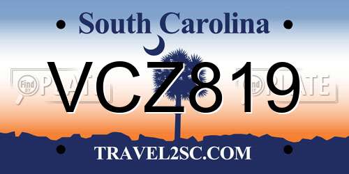 VCZ819 South Carolina License Plate