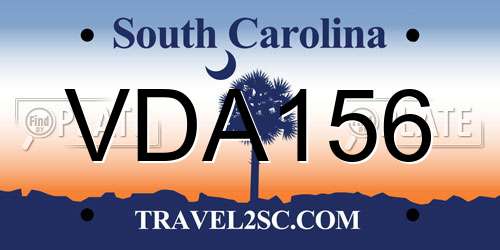 VDA156 South Carolina License Plate