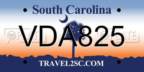 VDA825 South Carolina License Plate