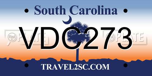 VDC273 South Carolina License Plate
