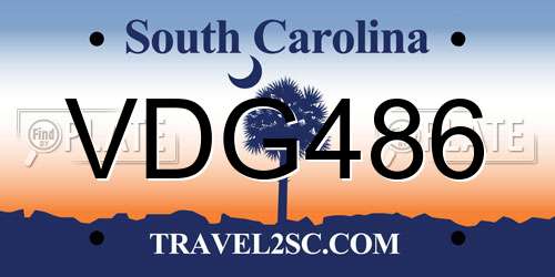 VDG486 South Carolina License Plate