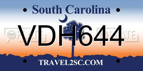 VDH644 South Carolina License Plate