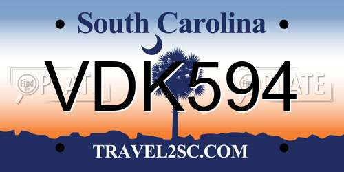 VDK594 South Carolina License Plate