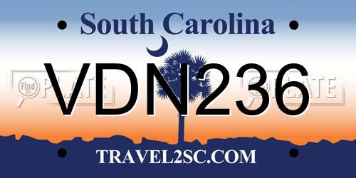 VDN236 South Carolina License Plate