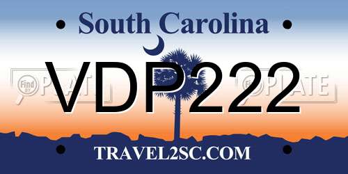 VDP222 South Carolina License Plate
