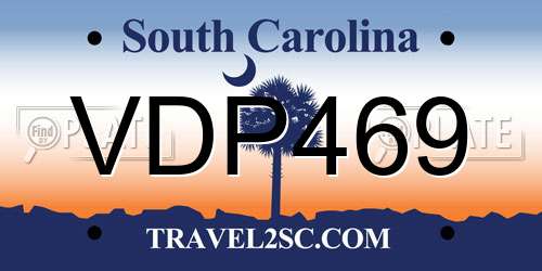 VDP469 South Carolina License Plate