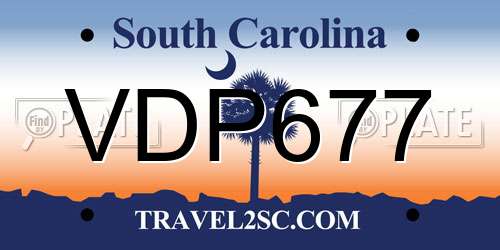 VDP677 South Carolina License Plate
