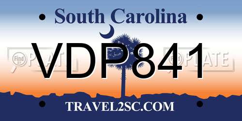 VDP841 South Carolina License Plate
