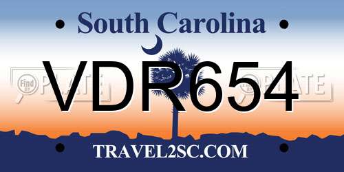 VDR654 South Carolina License Plate