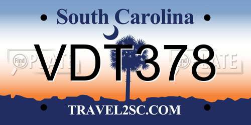VDT378 South Carolina License Plate
