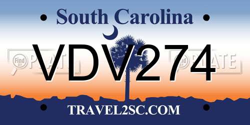 VDV274 South Carolina License Plate
