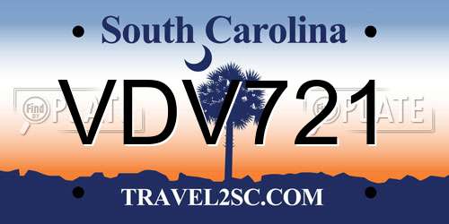 VDV721 South Carolina License Plate