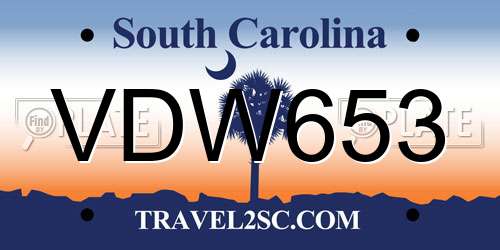 VDW653 South Carolina License Plate