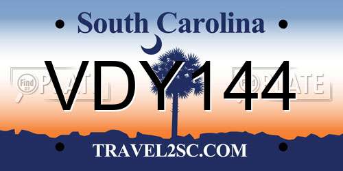 VDY144 South Carolina License Plate