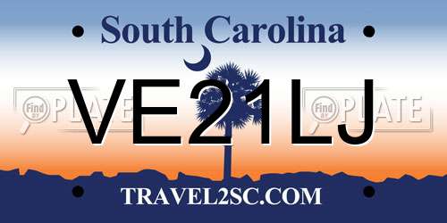 VE21LJ South Carolina License Plate