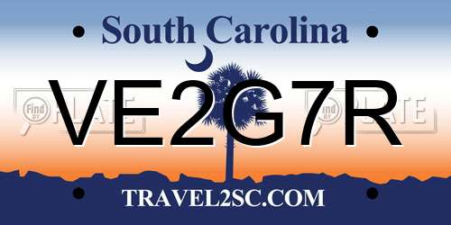 VE2G7R South Carolina License Plate