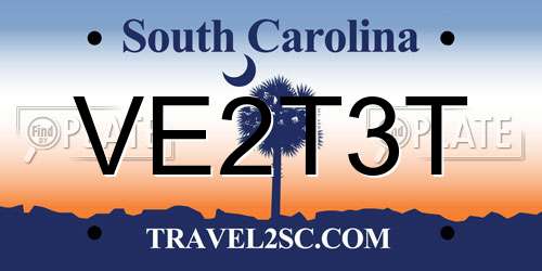 VE2T3T South Carolina License Plate