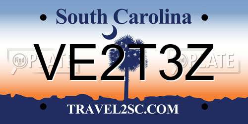VE2T3Z South Carolina License Plate