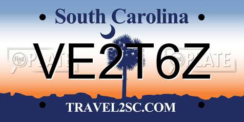VE2T6Z South Carolina License Plate