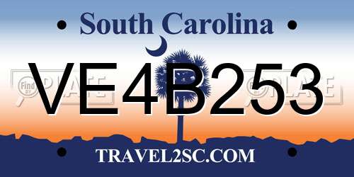 VE4B253 South Carolina License Plate