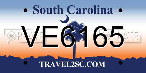 VE6165 South Carolina License Plate