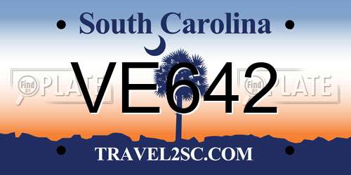 VE642 South Carolina License Plate