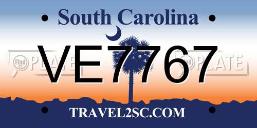 VE7767 South Carolina License Plate
