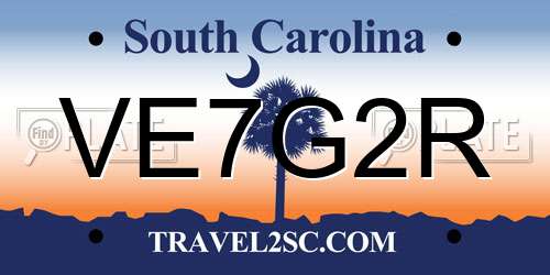 VE7G2R South Carolina License Plate
