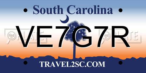 VE7G7R South Carolina License Plate