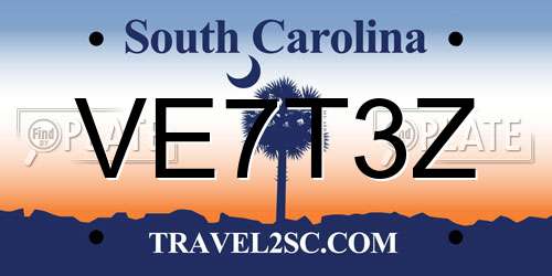 VE7T3Z South Carolina License Plate